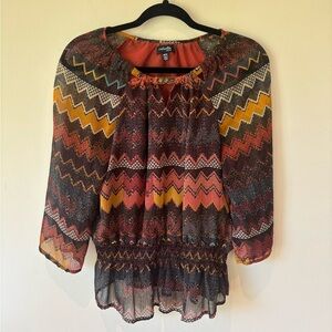 Rafaella Multicolor Chevron Blouse